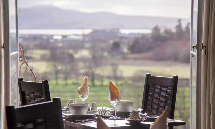 Breakfast is served in the Guest Dining Room with stunning views over the Glaslyn Estuary to the sea and Rhinog mountains beyond.